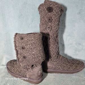 UGG Classic Cardy cabled knit boots in grey. You Can Wear Them Short Or Tall.